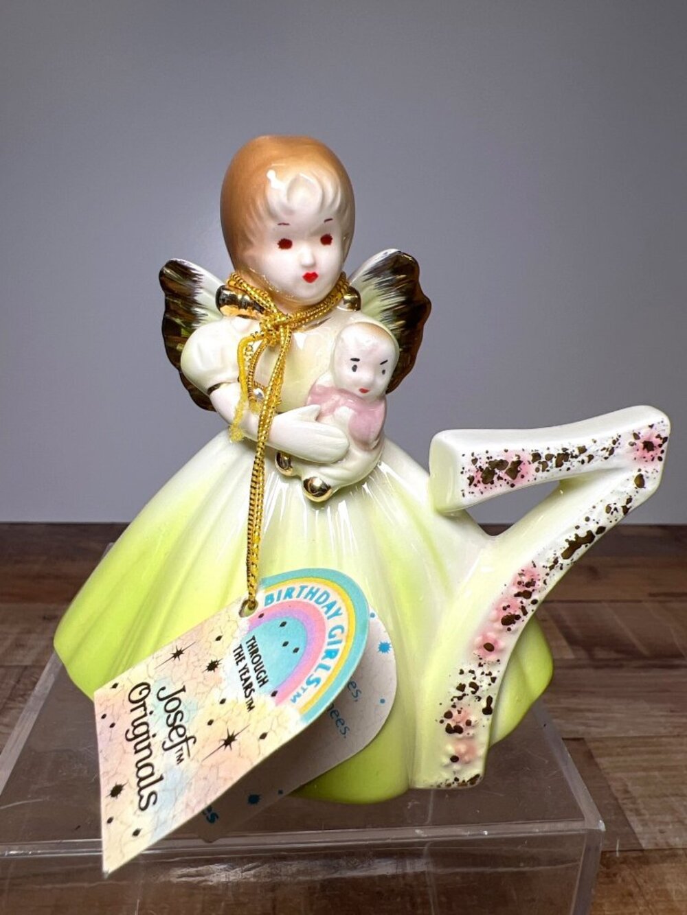 Josef Originals Birthday Angel Figurine Number 7 With Gold Accents Original Tag